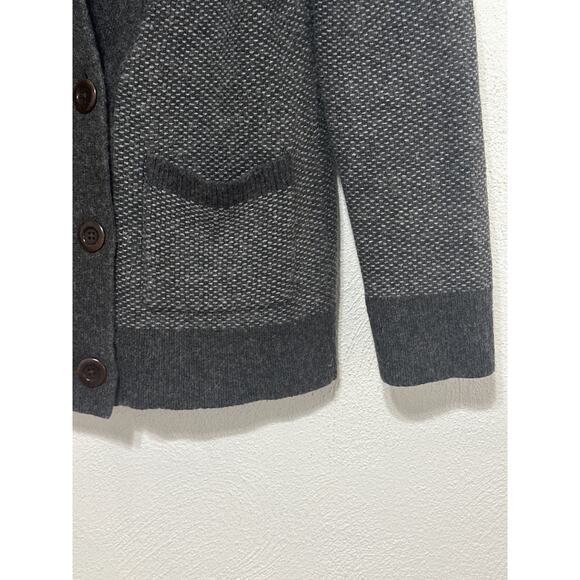 VTG Lands End Wool Blend Dad Cardigan Sweater M Grey Grandpa Preppy Classic - Picture 4 of 15